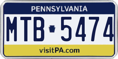 PA license plate MTB5474