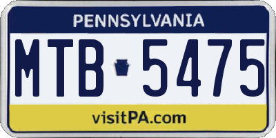 PA license plate MTB5475