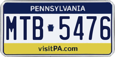PA license plate MTB5476
