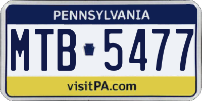 PA license plate MTB5477