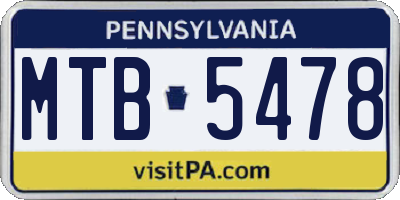 PA license plate MTB5478