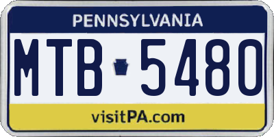 PA license plate MTB5480
