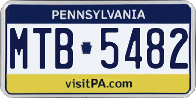 PA license plate MTB5482