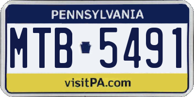 PA license plate MTB5491