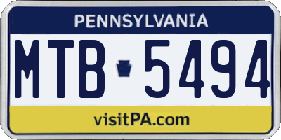 PA license plate MTB5494