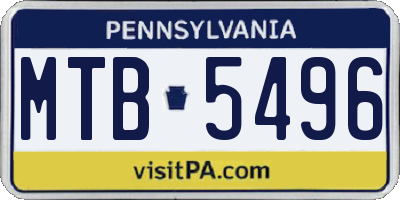 PA license plate MTB5496