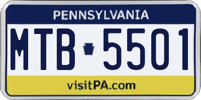 PA license plate MTB5501