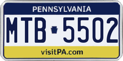 PA license plate MTB5502