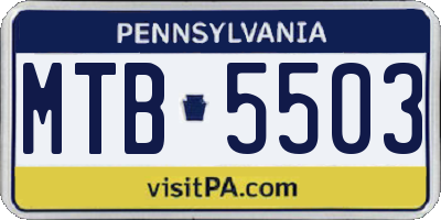 PA license plate MTB5503