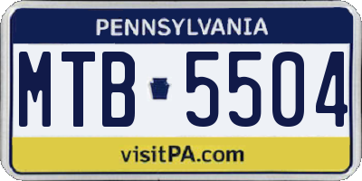 PA license plate MTB5504