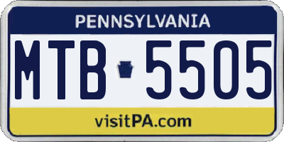 PA license plate MTB5505