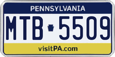 PA license plate MTB5509