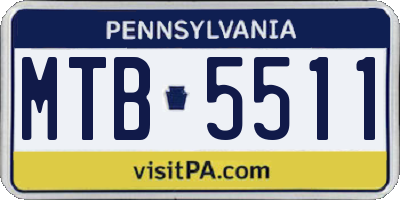 PA license plate MTB5511