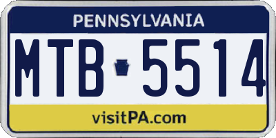 PA license plate MTB5514