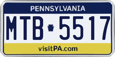 PA license plate MTB5517