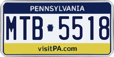 PA license plate MTB5518