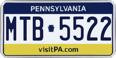 PA license plate MTB5522