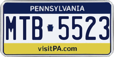 PA license plate MTB5523