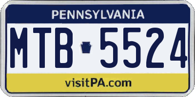 PA license plate MTB5524