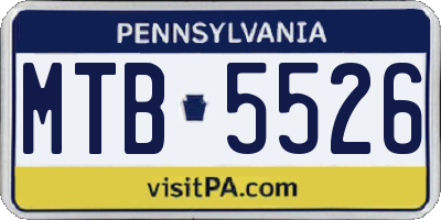 PA license plate MTB5526
