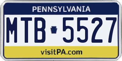 PA license plate MTB5527