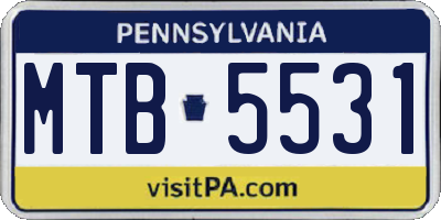 PA license plate MTB5531