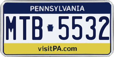 PA license plate MTB5532