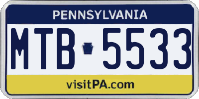 PA license plate MTB5533