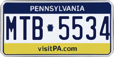 PA license plate MTB5534