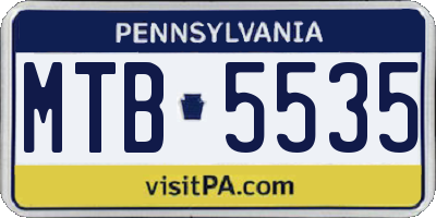 PA license plate MTB5535