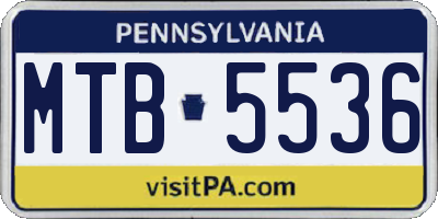 PA license plate MTB5536