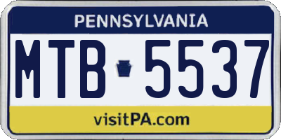 PA license plate MTB5537