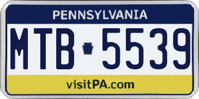PA license plate MTB5539