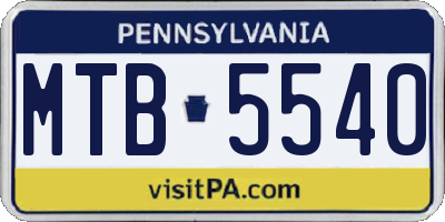 PA license plate MTB5540