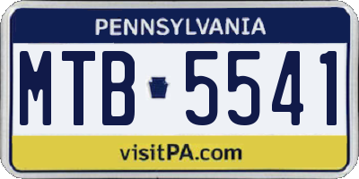 PA license plate MTB5541