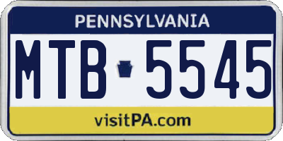 PA license plate MTB5545