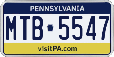 PA license plate MTB5547
