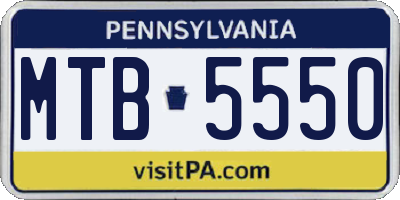 PA license plate MTB5550