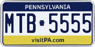 PA license plate MTB5555