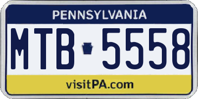 PA license plate MTB5558