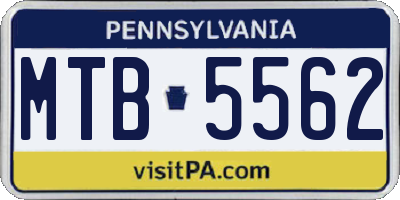 PA license plate MTB5562