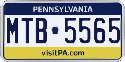 PA license plate MTB5565