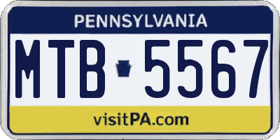 PA license plate MTB5567