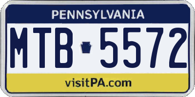 PA license plate MTB5572
