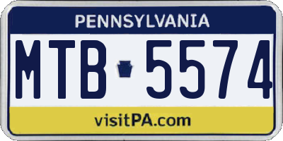 PA license plate MTB5574