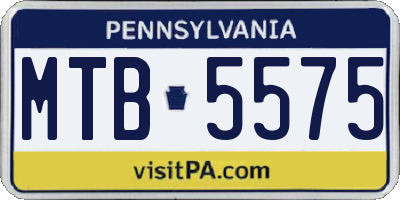 PA license plate MTB5575