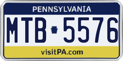 PA license plate MTB5576