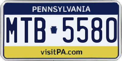 PA license plate MTB5580