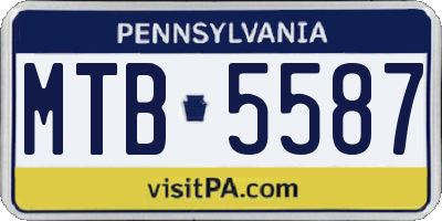 PA license plate MTB5587