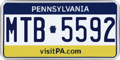 PA license plate MTB5592